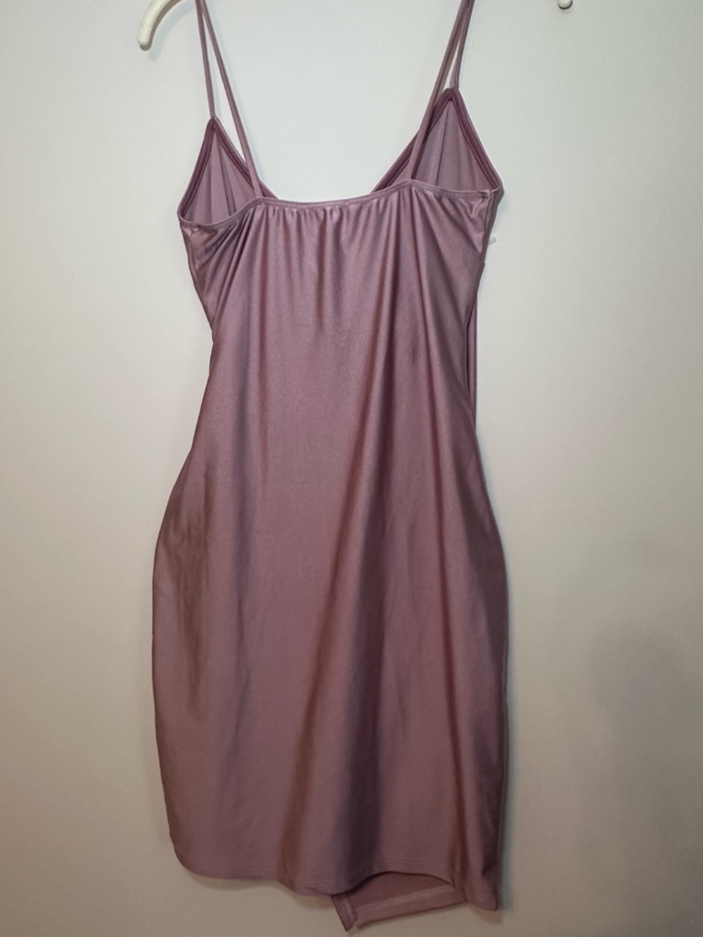 Misty Rose Womens Fitted Ruched Slit Dress in Shimmer Dusty Mauve Size S Party - Picture 5 of 10
